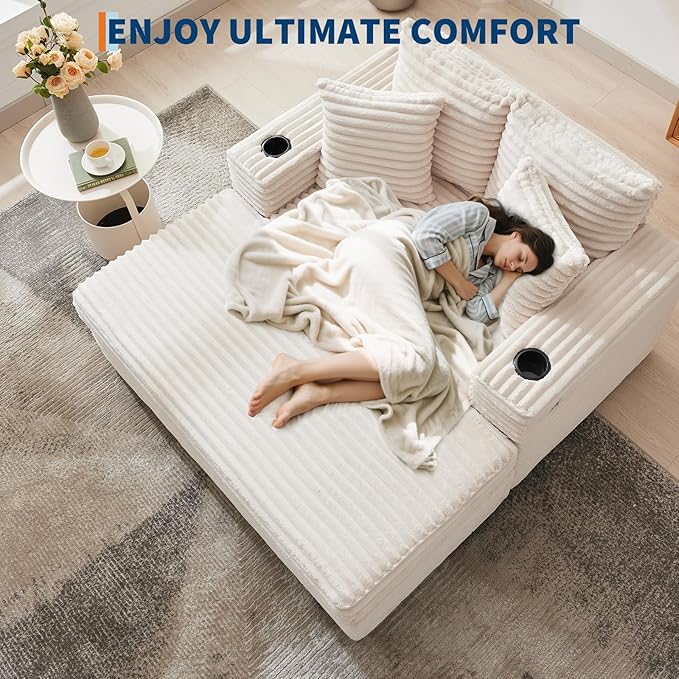 GarveeHome 60-inchOversized Chaise Lounge Chair Indoor, Comfy Corduroy Lounge - Image 7
