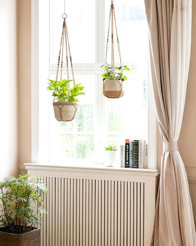 Dahey Macrame Plant Hanger Indoor Outdoor Hanging Planter Basket Large - Image 2