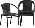 Flash Furniture Lila Modern Rattan Indoor/Outdoor Stackable Dining Chairs by FlashFurniture