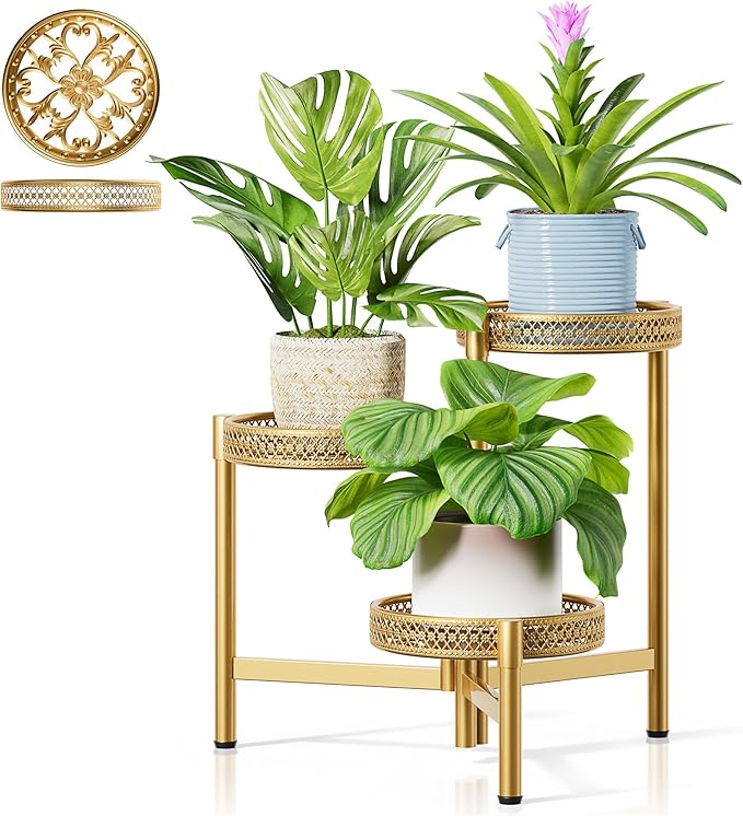 Metal Plant Stand Indoor Outdoor, 3 Tier Corner Tall Plant Shelf by Unknown