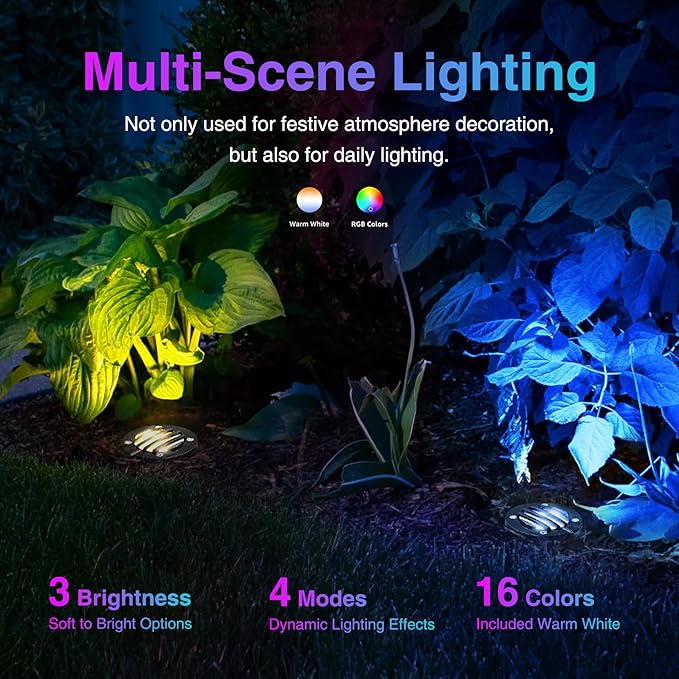 SUNVIE RGBW Well Lights Landscape LED In Ground Color Changing Low Voltage Well - Image 2