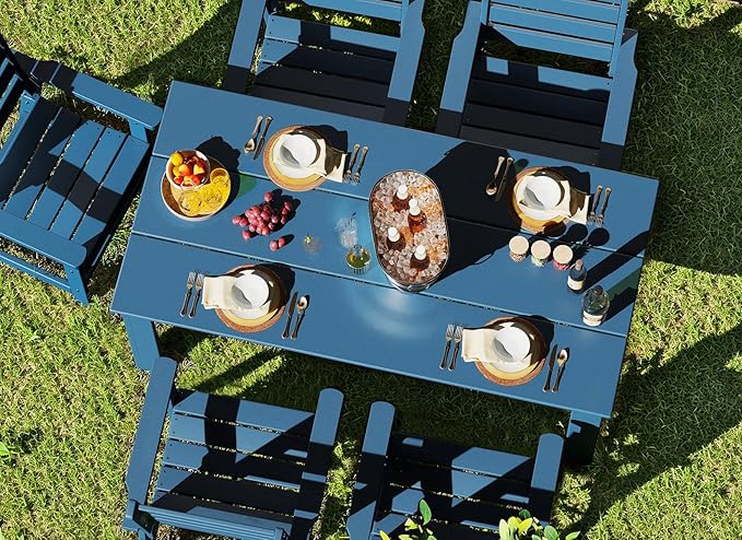 GREENVINES Outdoor Dining Chair | HDPE | Patio Chairs | All-Weather | Blue - Image 4