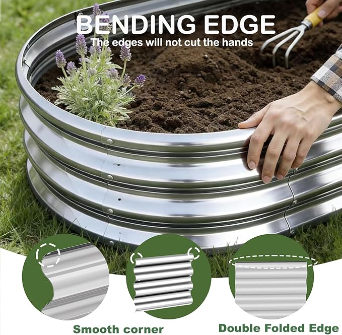 2x2x1ft-3pcs-Oval Raised Garden Bed Kit, Galvanized Planter Garden Boxes Outdoor - Image 4