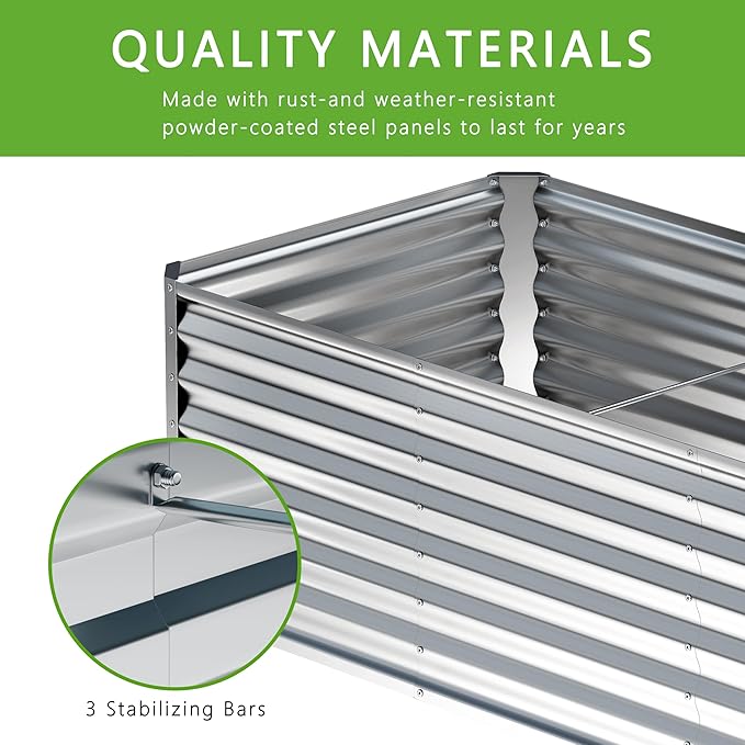 4x2x2FT Galvanized Raised Garden Bed, Planter Raised Beds-Metal Garden Box - Image 4