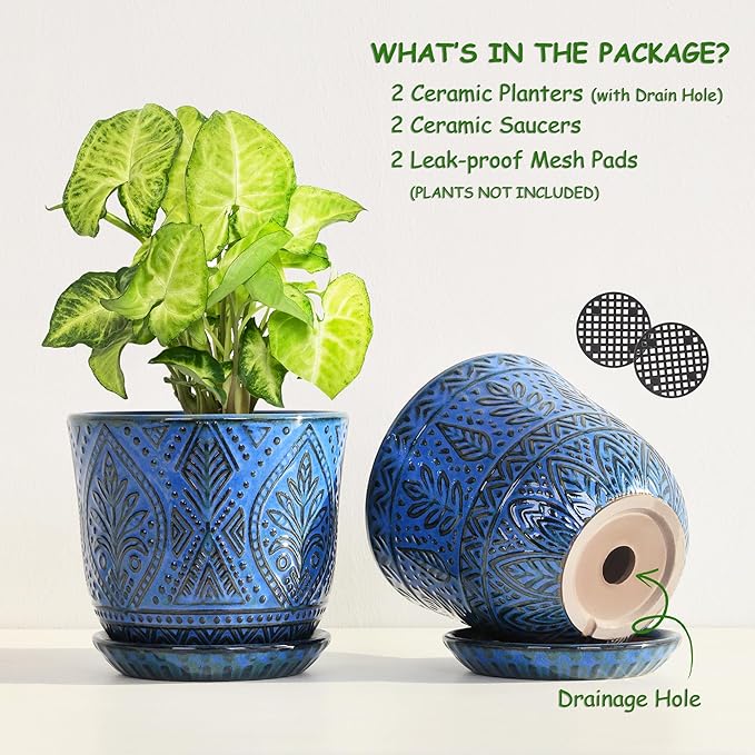 Gepege Beaded Ceramic 6 Inch Planter Set of 2 - Image 3