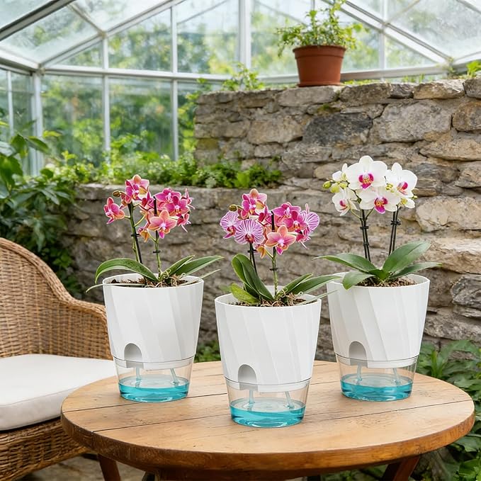 KIMCHOMERSE Self Watering Plant Pots, 4.7 Inch Plant Pots 3 Pack Indoor Planter - Image 9