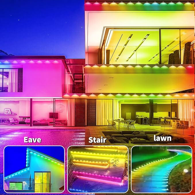 300ft Permanent Outdoor Light, RGB Outdoor eave Light, IP67 Waterproof LED eave - Image 5