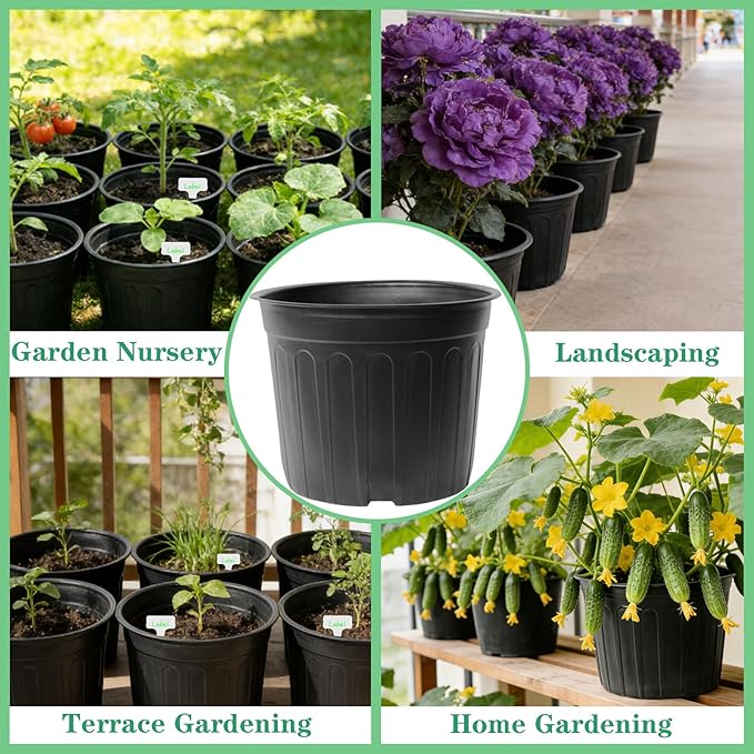 72-Pack 2/2.5/3 Gallon Flexible Plastic Plant Pots, Thickened Soft Seed - Image 7