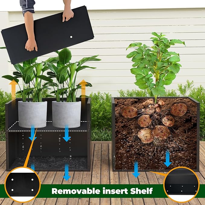 Black Metal Heavy Planter 32" x 15" x 24"for Outdoor Plants Metal Rectangle - Image 8