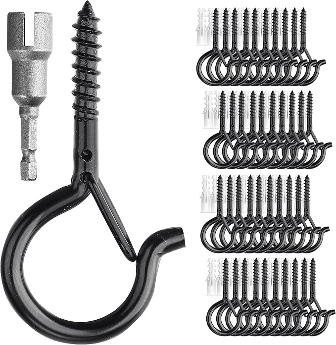 PlusRoc 40 Pack Ceiling Hooks for Hanging Plants Outdoor String Lights Heavy by PlusRoc