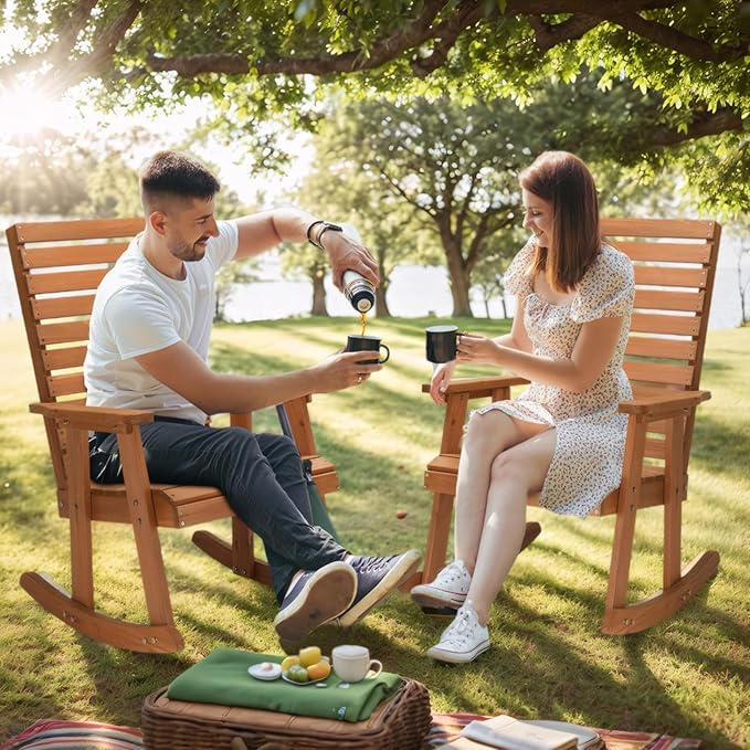 VINGLI Wooden Rocking Chair - Image 7