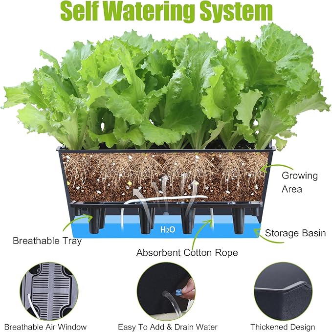 Window Box Planter 6 Pcs, 16.5 Inches Self Watering Rectangle Flower Plant Pots - Image 5