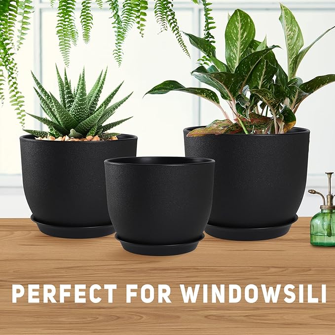Plant Pots 10/9/8/7.5/7 inch Set of 5, Flower Pots - Image 5