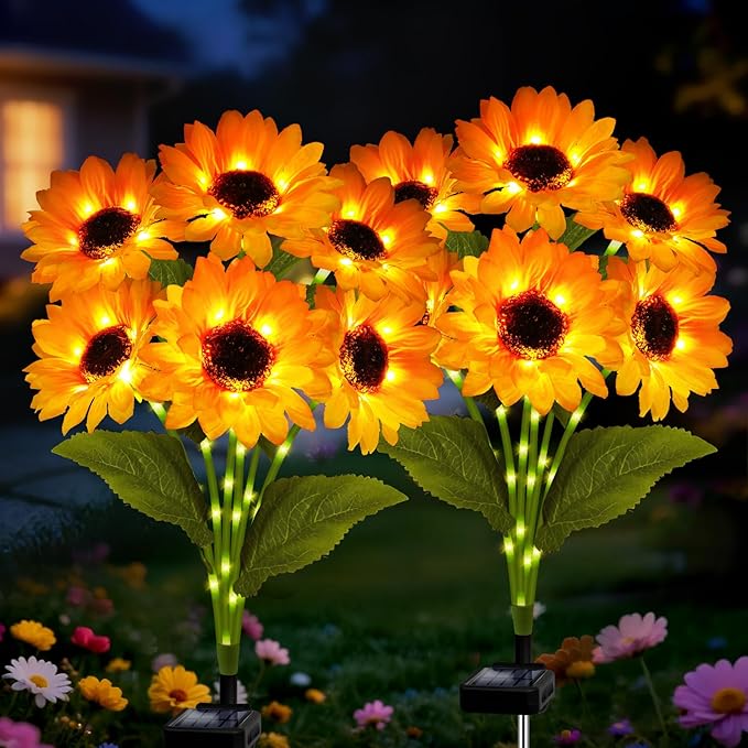 Solar Sunflower Lights 2 Pack by YJFWAL