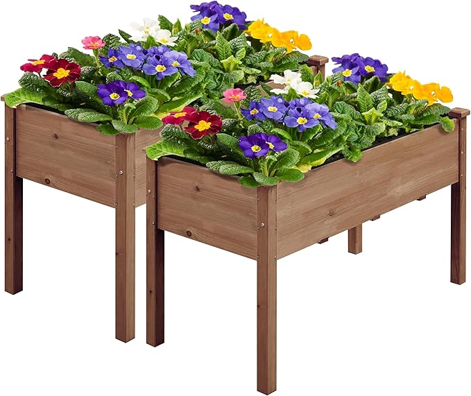 Yaheetech 2pcs Raised Garden Bed 48x24x30in Elevated Wooden Horticulture by Yaheetech