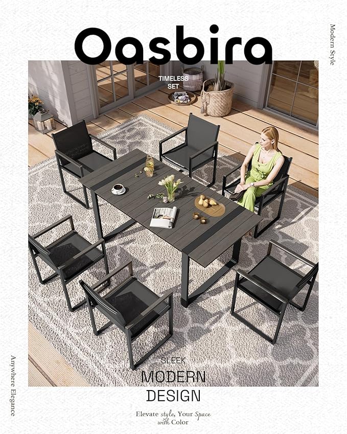 Outdoor Dining Table for 6, HDPS+ Aluminum Patio Dning Table - Image 6
