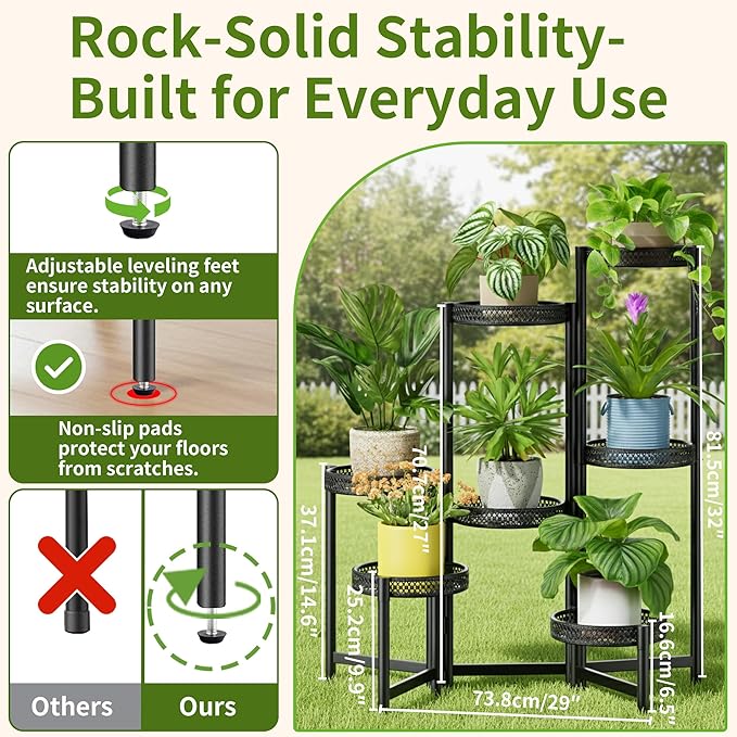7 Tier Large Metal Plant Stand Indoor Outdoor - Image 3
