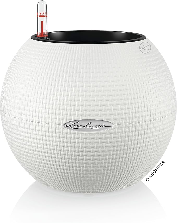 Lechuza Puro Color 20 White, Self-Watering Small Indoor Planter, D7.9 H6.3 in by LECHUZA