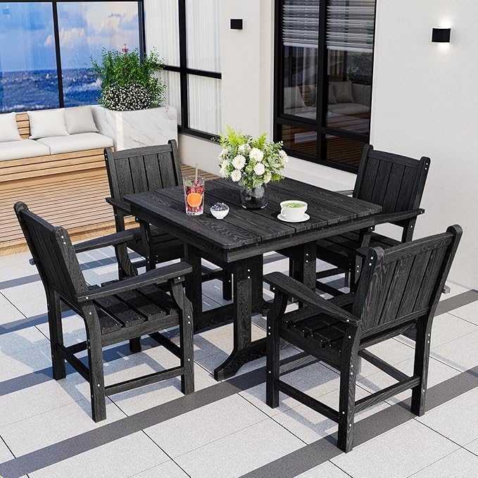 Pamapic 5 PCS Outdoor Dining Set, Spacious HDPE Outdoor Table and Chairs - Image 7