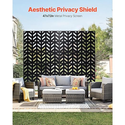 VEVOR Metal Privacy Screen, Outdoor Privacy Screens 5-Panel, Freestanding - Image 2