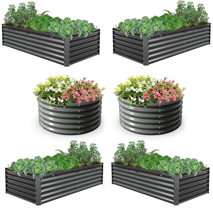 A ANLEOLIFE 6-Pack 4X4X1.5ft & 6X3X1.5ft Deep Root Galvanized Raised Garden by AAnleolife