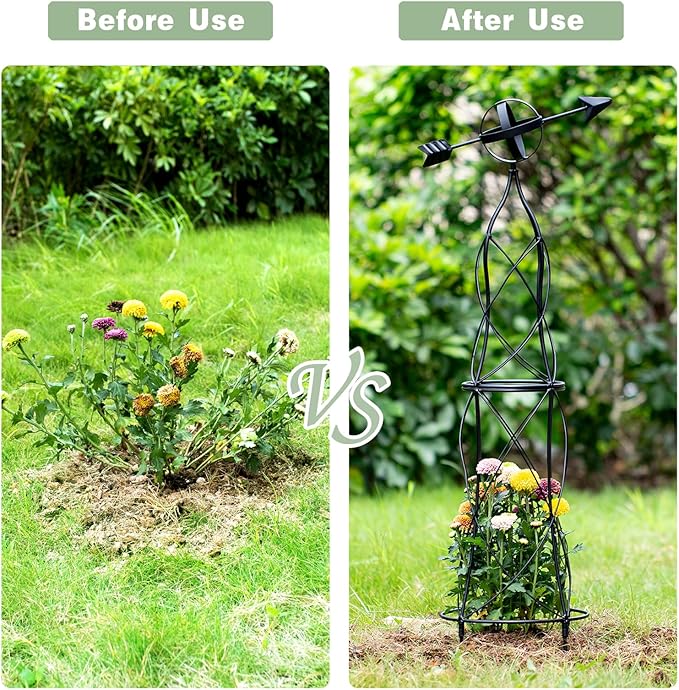 41-Inch Metal Obelisk Trellis – Elegant Garden Support - Image 3