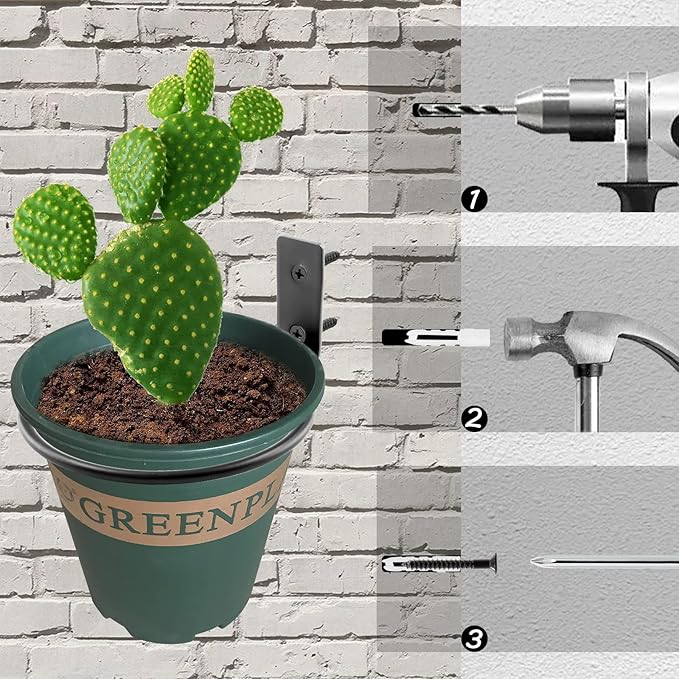 2-Pack 4 inch Flower Pot Holder Ring, Wall Mounted Metal Planter Hanger - Image 5