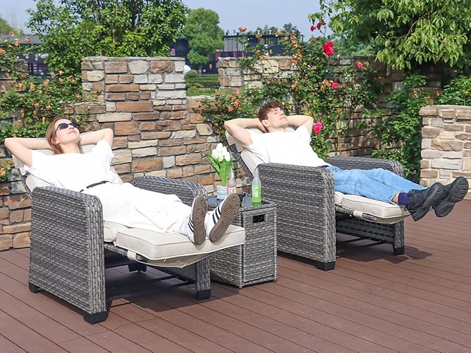 Restland Outdoor Recliner with Independent Adjustable Back & Footrest Wicker - Image 3