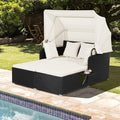 COSTWAY Outdoor Daybed with Retractable Canopy, Wicker Patio Furniture Set with by COSTWAY