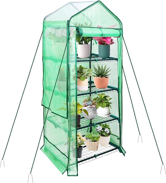 4 Tier Mini Greenhouse for Outdoor Indoor, Double-Layer Roof, Heavy Duty Small by PROWORX