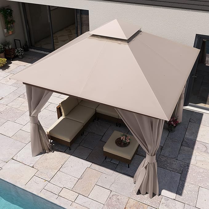 LAUSAINT HOME Semi-Permanent Outdoor Patio Gazebo 10'x10', Heavy Duty Party - Image 2
