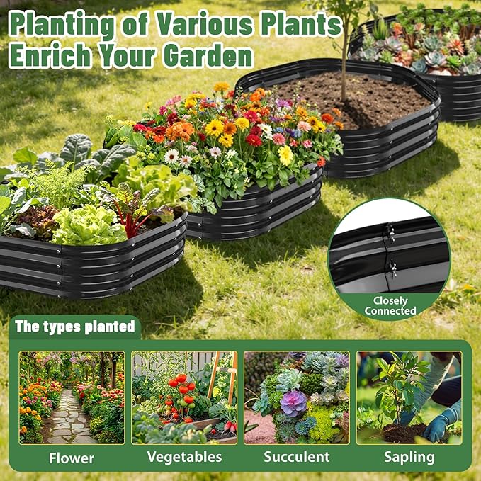 Hexagon Raised Garden Bed, 48 Inch Diagonal & 12 Inch Tall, Galvanized Steel - Image 5
