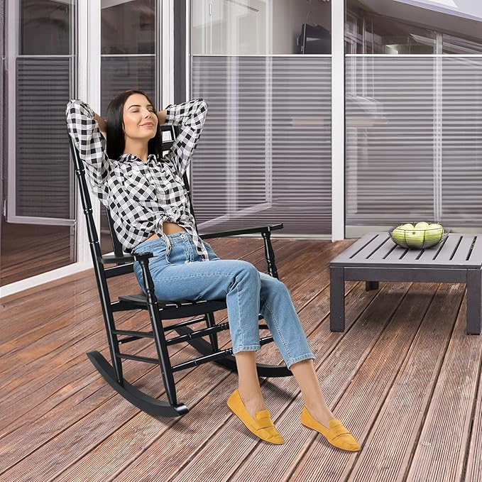VINGLI Wooden Rocking Chair, Outdoor Chair - Image 7