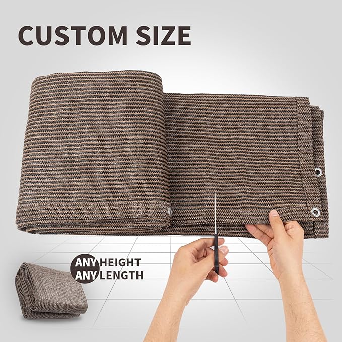 LOVE STORY Custom Size 2'6''x32' Brown Balcony Privacy Screen, UV Block Privacy - Image 2