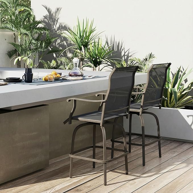 Outsunny Set of 2 Outdoor Swivel Bar Stools - Image 8
