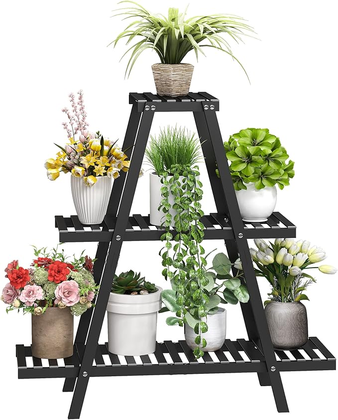 BMOSU Plant Stand Bamboo for Indoor Outdoor Tiered Plant Shelf 8 Potted Flower by BMOSU