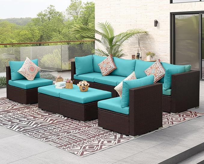 NICESOUL 8 Piece Outside Furniture Set, 29.3'' High Back Deep Seating Wicker - Image 2