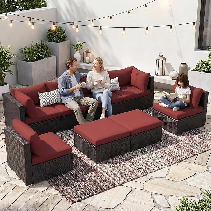 NICESOUL 29.3'' High Back Wicker Patio Furniture Set - Image 9