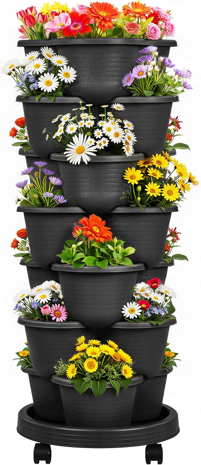 VECELO 7 Tier Vertical Garden Planter, Self Watering Stackable Planters by VECELO