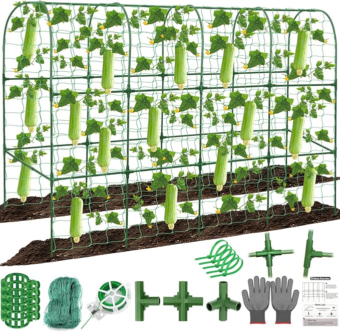 67 x 50 Cucumber Trellis for Raised Bed, U-Shape Metal Large Garden Trellis for by Qinzave