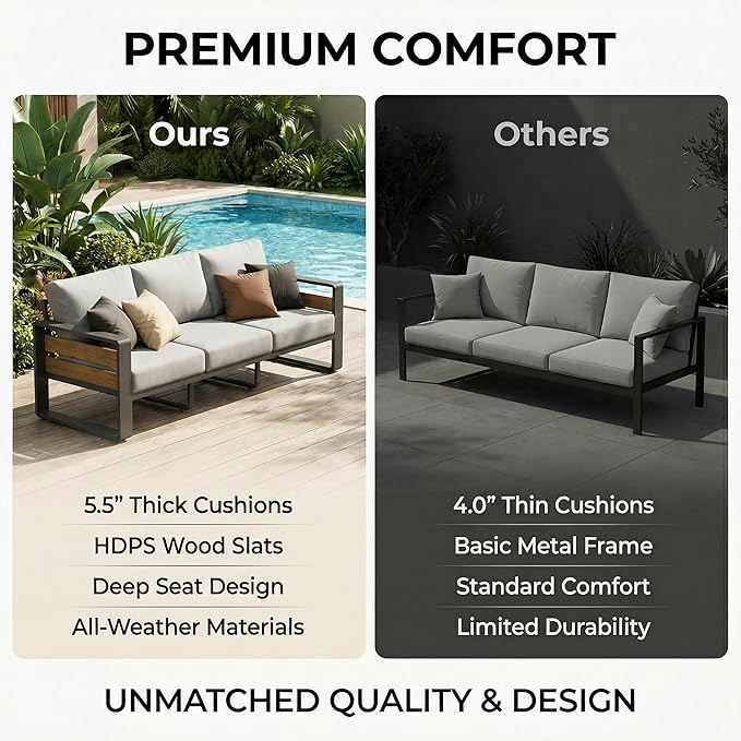 ZANDOR Aluminum Outdoor Patio Furniture Set, 5-Piece Metal Modern Outside - Image 4