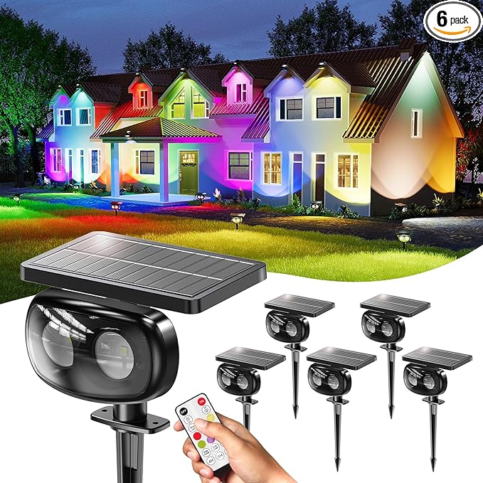 Solar Spot Lights Outdoor Waterproof IP68, RGB Colors Changing Solar Lights by Unknown