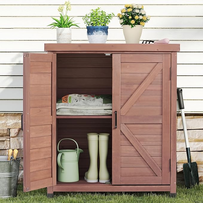 Outdoor Storage Cabinet & Potting Bench Table - Image 9