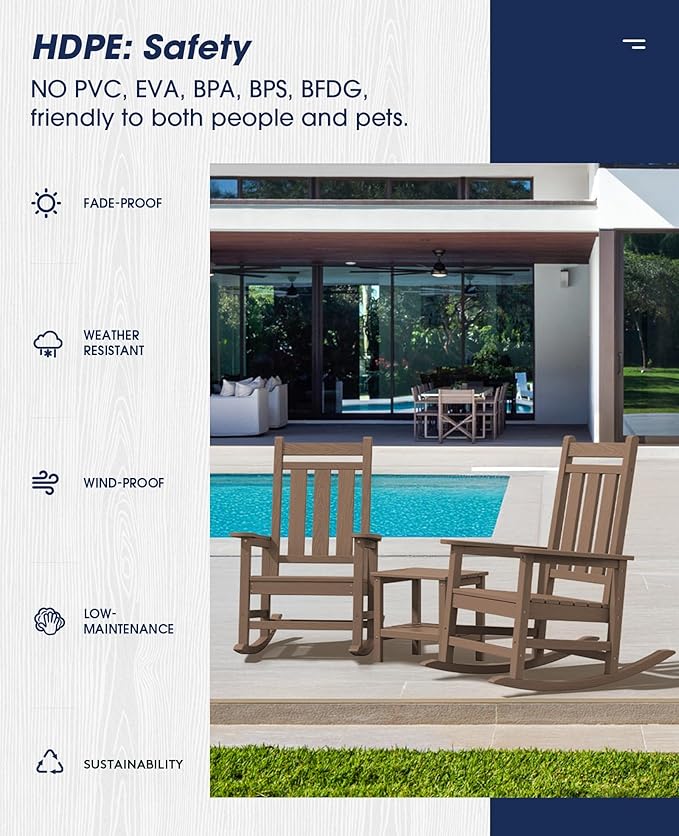 KINGYES Oversized Outdoor Rocking Chair Set of 8, All-Weather Patio Rocking - Image 7