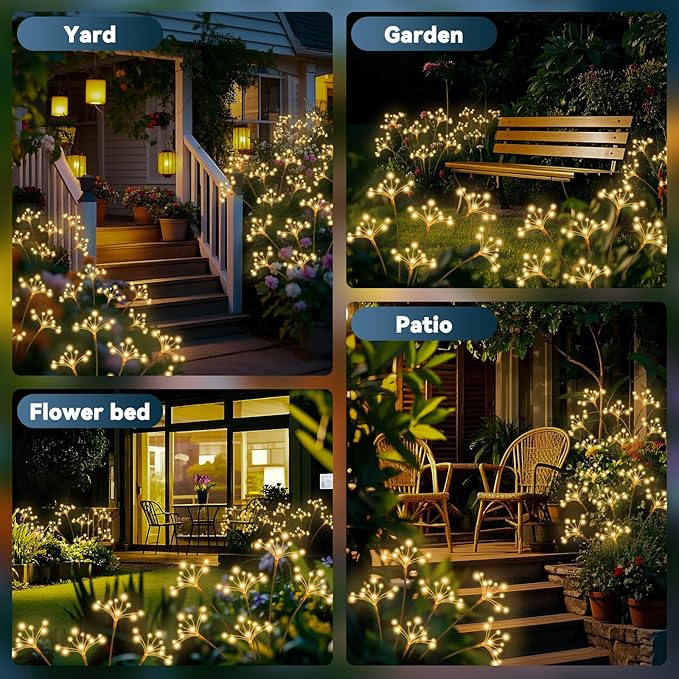 Solar Garden Lights 2 Pack Waterproof Solar Swaying Starburst Light Outdoor - Image 6