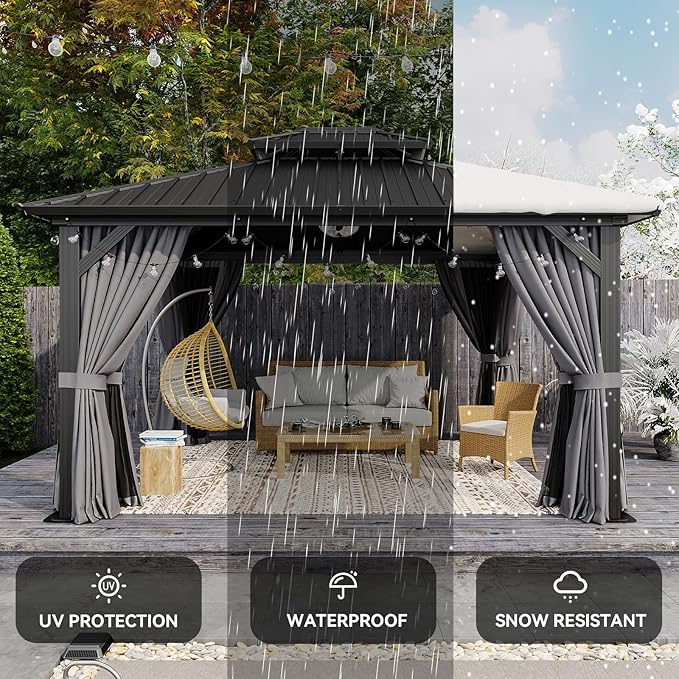 Aoxun 12'x14' Hardtop Gazebo, Aluminum Frame Canopy - Image 7
