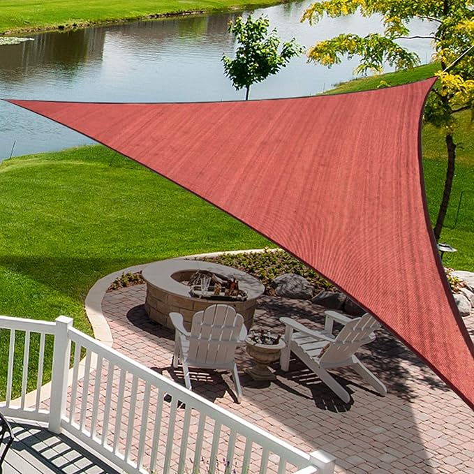 KANAGAWA Sun Shade Sail 15'x15'x21' Rust Red Triangle UV Block Canopy Cover by KANAGAWA
