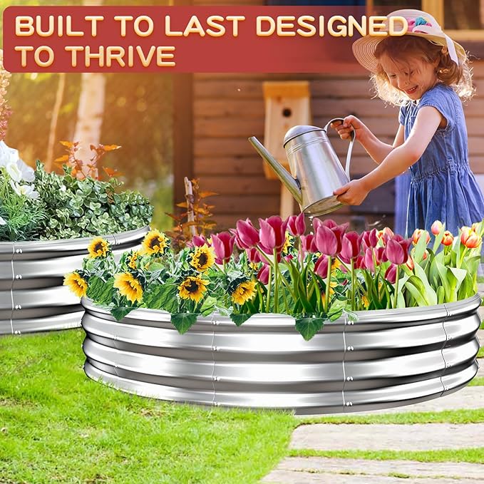 Durable Round Galvanized Steel Raised Garden Bed - Image 3
