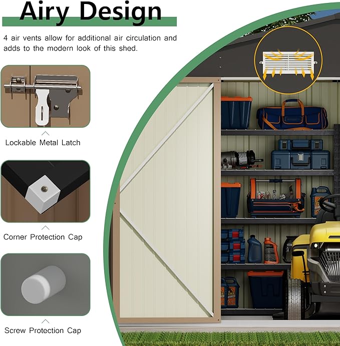 Devoko 10x12 FT Outdoor Storage Shed, Large Metal Storage Sheds - Image 4