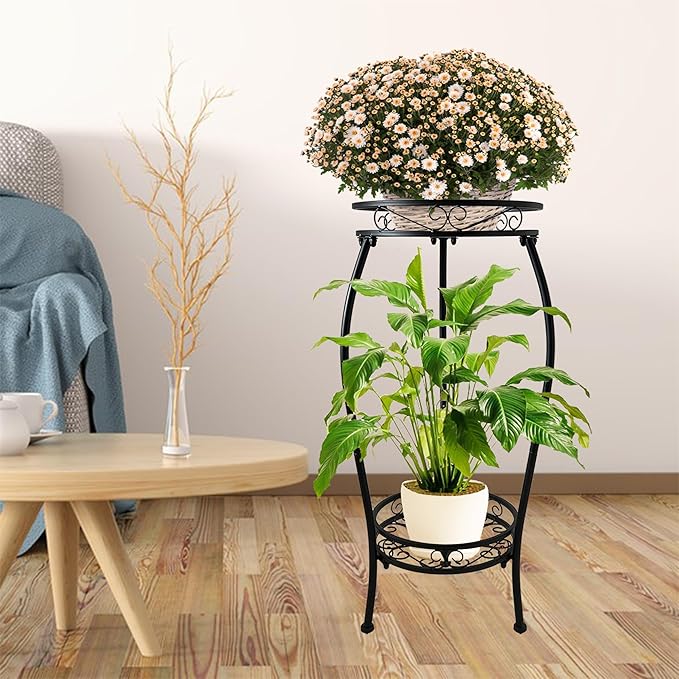 CASIMR 2 Tier Plant Stand Indoor Outdoor, 26.6" Tall Metal Potted Holder Rack - Image 5